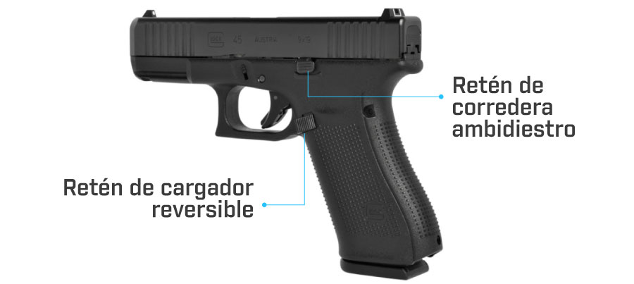 reten de corredera y cargador glock 45