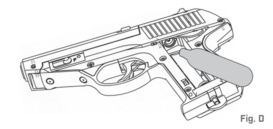 pistola gamo p-23 colocacion de garrafa co2