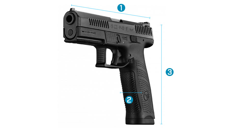 medidas de la pistola cz p10f