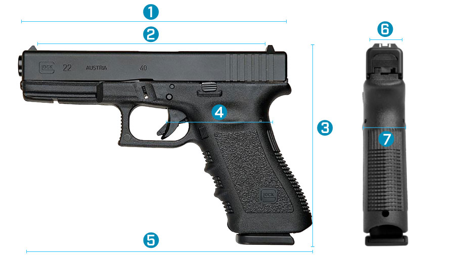 medidas del arma glock 22 gen 4