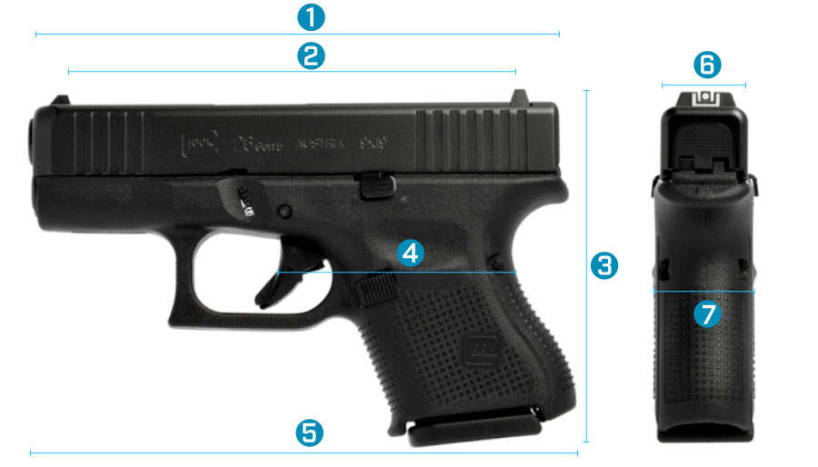 medidas del arma glock 26 generacion 5