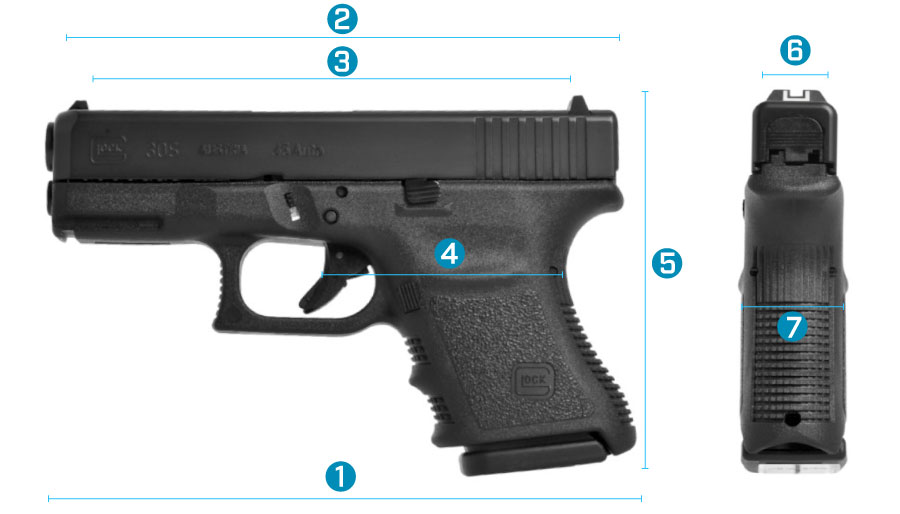 medidas de la pistola glock 30s subcompacta