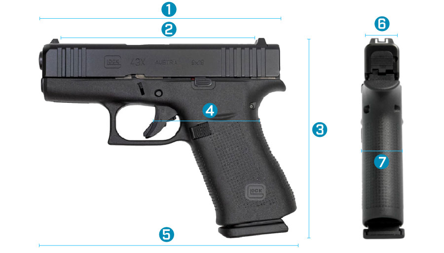 medidas del arma glock 43x generacion 5