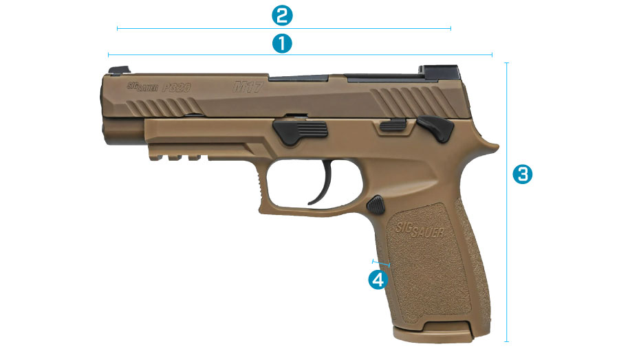 medidas del arma sig sauer m17 con seguro manual