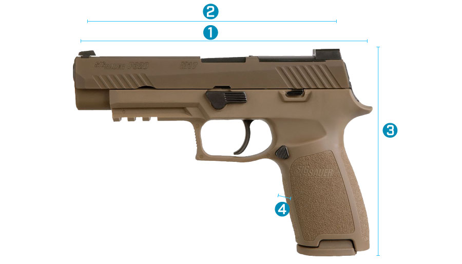 medidas del arma sig sauer p320 m17