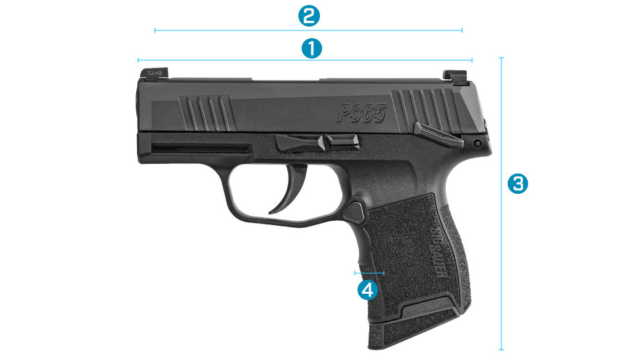 medidas del arma sig sauer p365 bxr3 ms