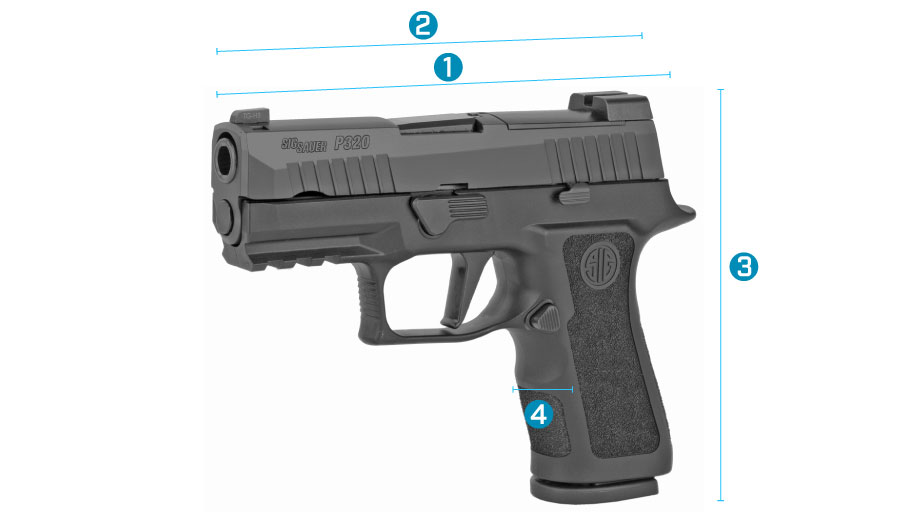 medidas del arma sig sauer p365 bxr3 ms