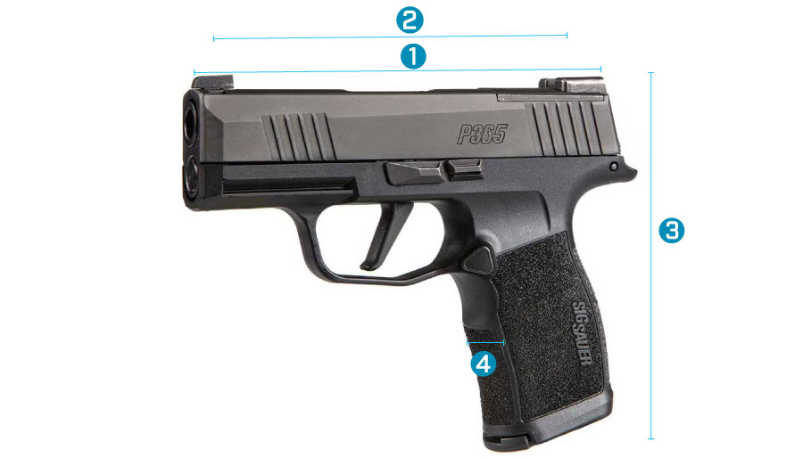 medidas del arma sig sauer p365 bxr3